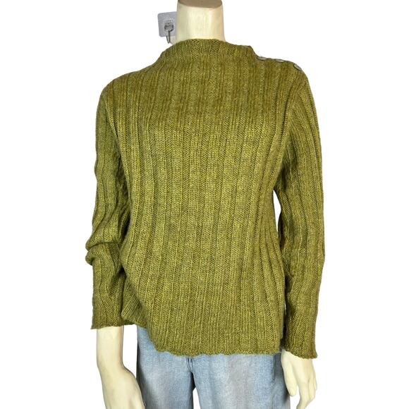 Oona New England green Sweater Acrylic Mohair Gorpcore Casual Ribbed Twee - Picture 4 of 10